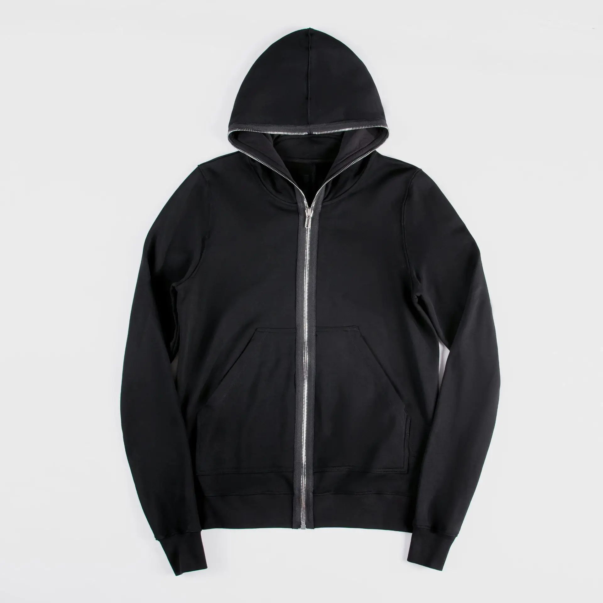 New High Quality Custom Black Hiphop Clothing Blank Full Face Zip Up