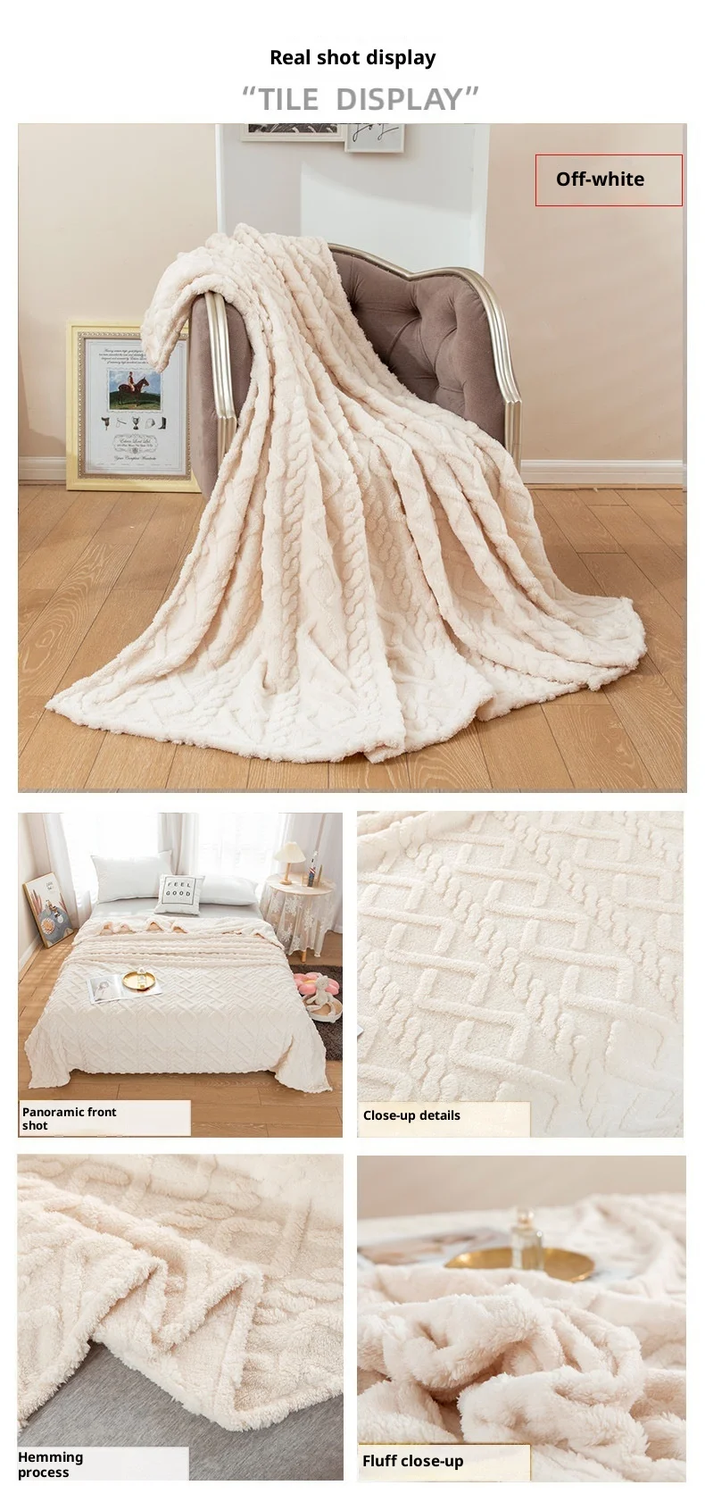 Simple Embroidered Rhombic Knitted Eco-friendly Winter Warm Taffeta Fleece Thickened Blanket supplier