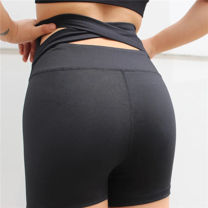 Gym Women Sexy Black Booty Shorts Nylon Spandex High Waist Cross Strap ...