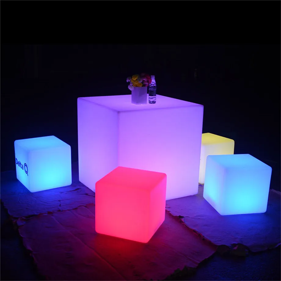 rechargeable waterproof glowing cube/cube seat outdoors rechargeable led cube table light rgb beam combining