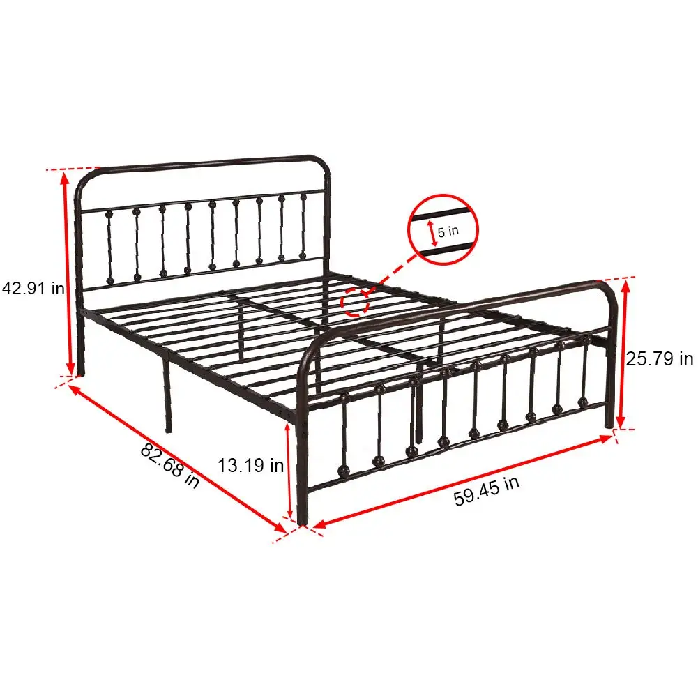 重型钢板支架,仿古棕色饰面,大号复古金属床架平台