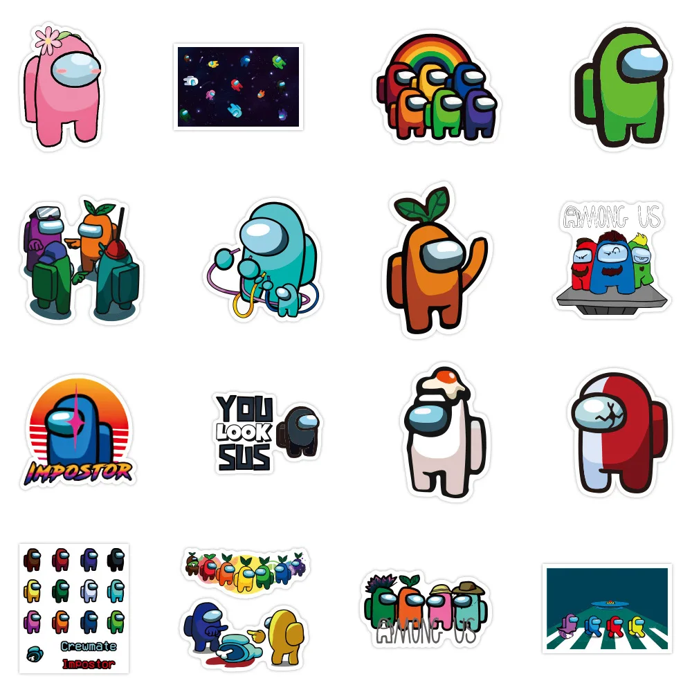 30pcs 50pcs 100pcs game stickers among us stickers cartoon cute