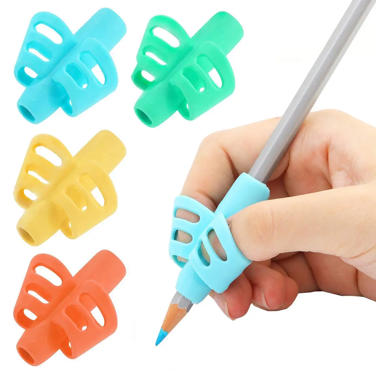 4Pcs Pencil Grip Corrector Children Pen Silicone Hand Writing  Tools 