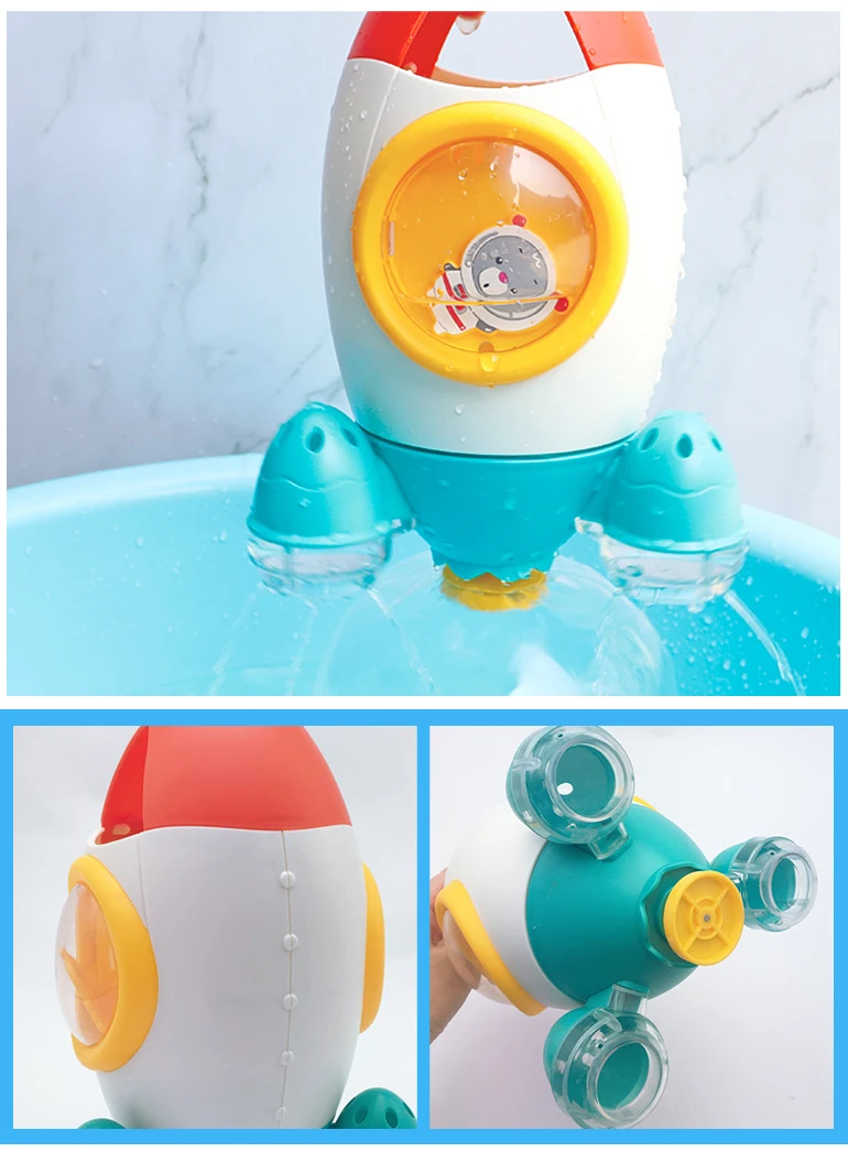 Spray rotating rocket baby plastic water shower toy for bath.jpg