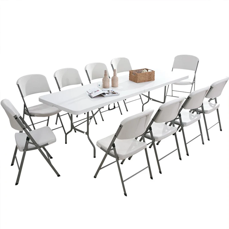 Folding 8ft 244cm Hdpe Plastic Conference Table With Cable Management