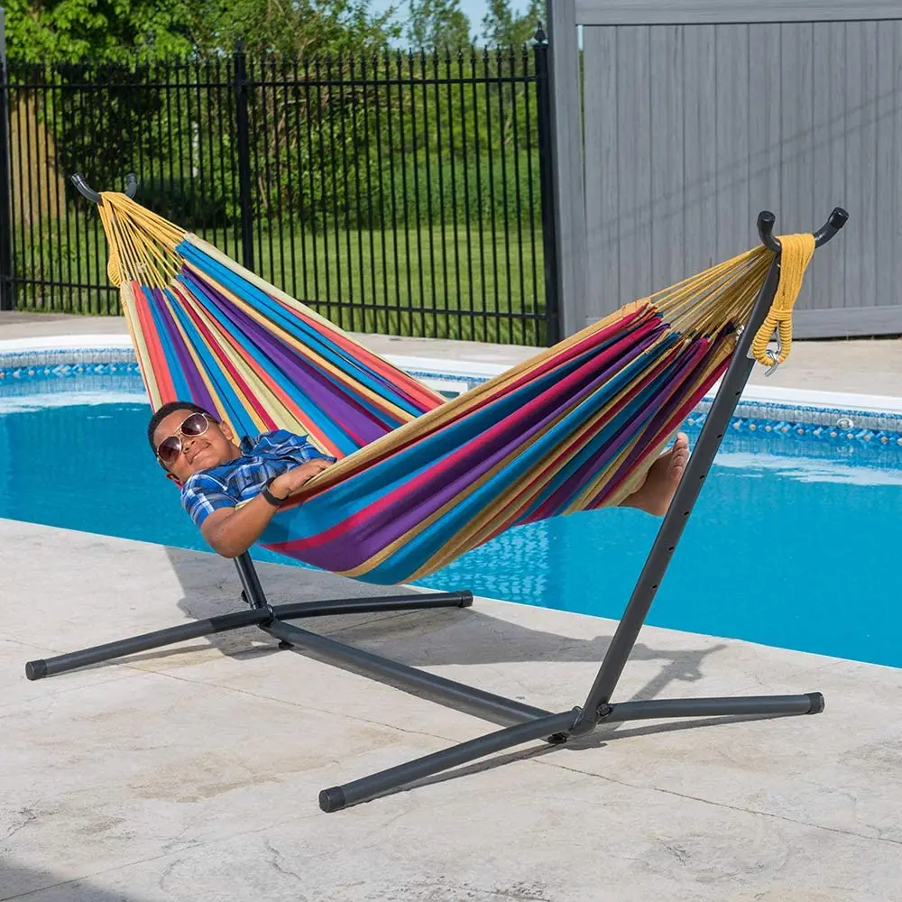 Hammock Chair Outdoor Camping Steel Stand,Desert Stripes Nylon
