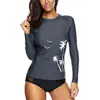 Women Solid Color UFP 50+ Diving Suit Long Sleeve Rash Guard Swimwear