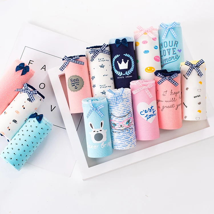 
Young School Little Teen Girl Cute Flower Printed Underwear 100 % Cotton Panties For Girls 