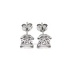 Classic Elegance 925 Sterling Silver Square Shape Lady Design Earring Stud