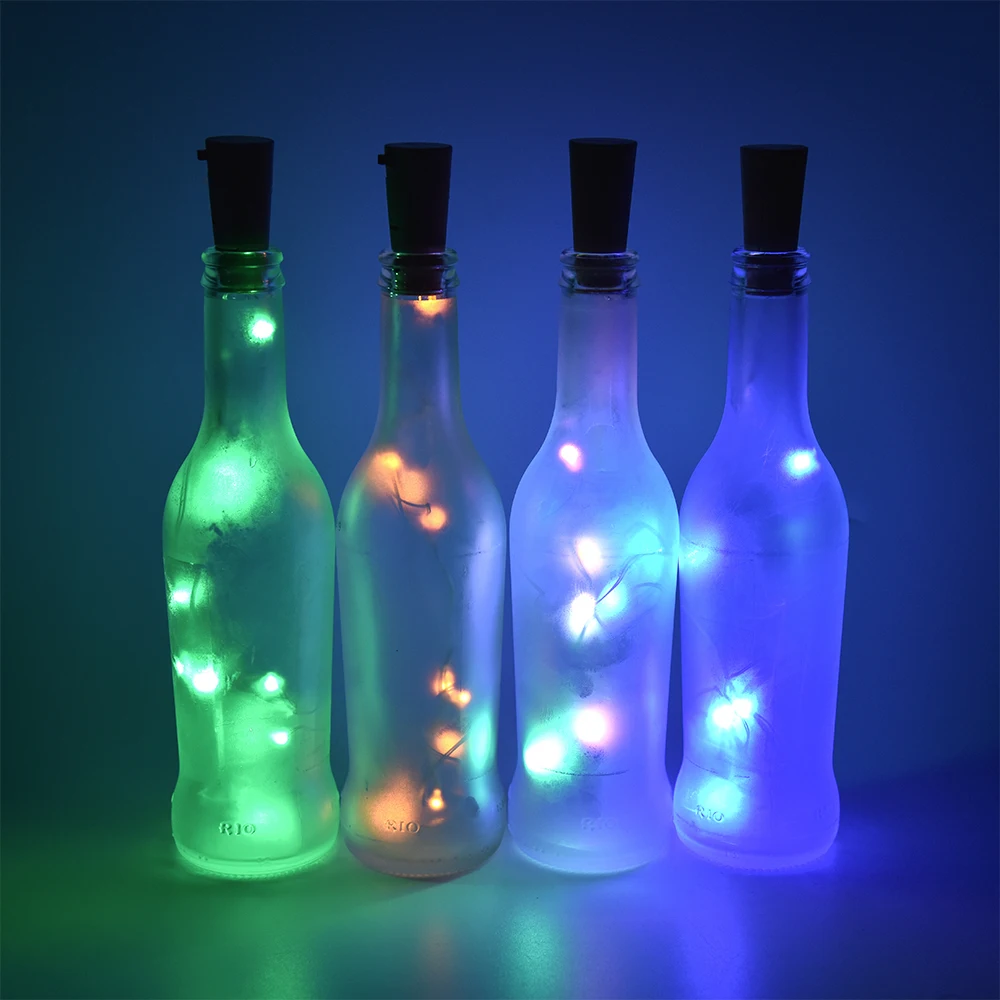 Indoor Outdoor 1M 2M LR44 Battery Operated Micro Artificial Cork Copper Wire Starry Fairy 10LED/20LED Wine Bottles String Lights