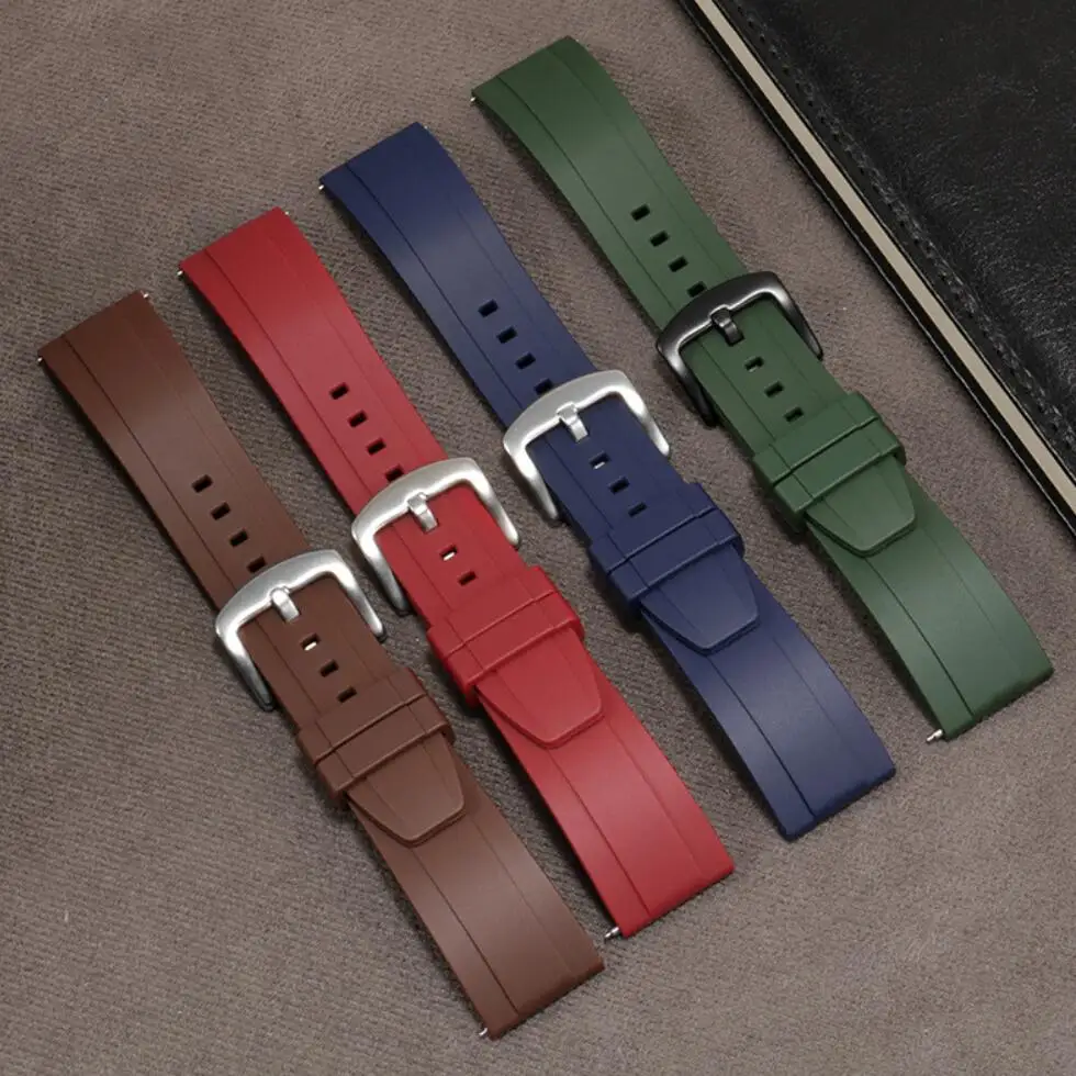 New Fluorine Rubber Watch Band 20mm 22mm Two Piece Fkm Silicone Watch