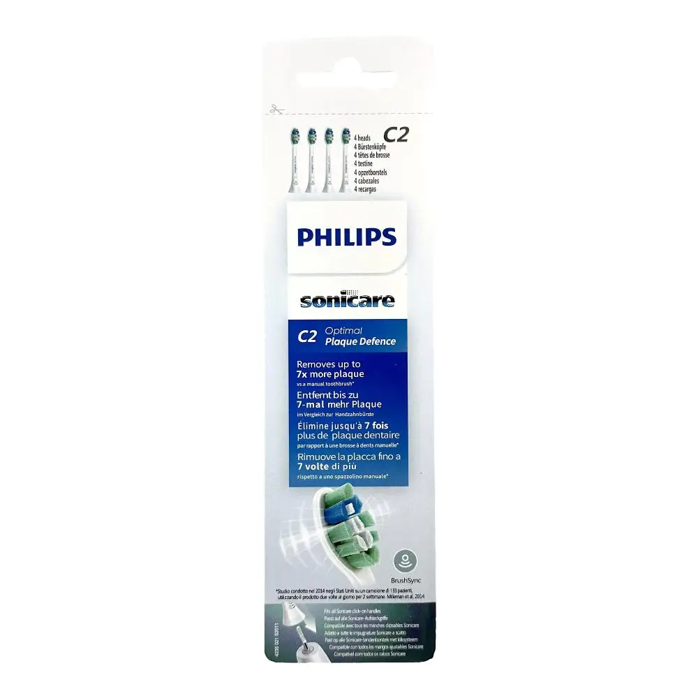 Philips Sonicare Toothbrush Replacement Heads,C2,White,Set Of 4,In