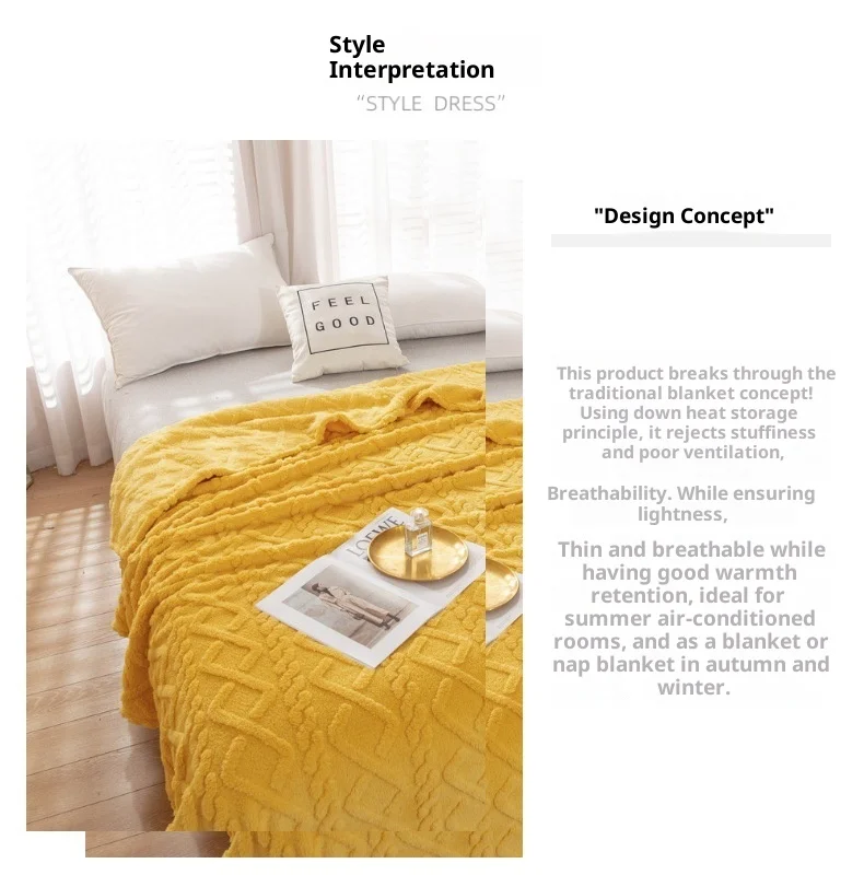 Simple Embroidered Rhombic Knitted Eco-friendly Winter Warm Taffeta Fleece Thickened Blanket factory