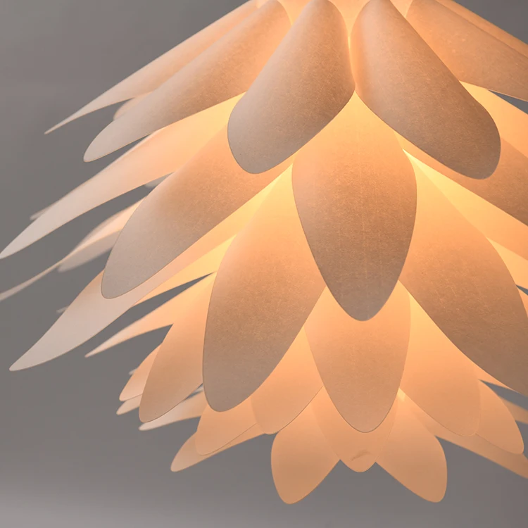 diy 天花灯现代塑料莲花 pp纸吊坠照明