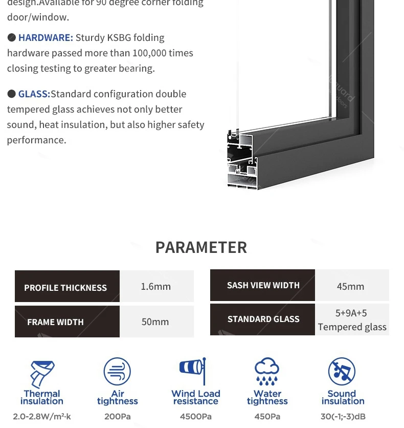 latest window designs vertical folding window / folding aluminum alloy door and windows
