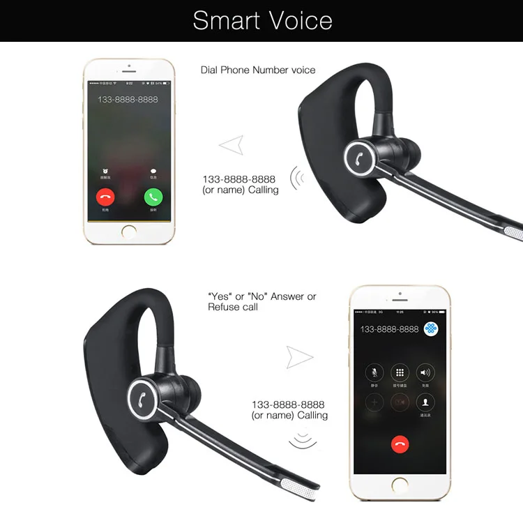 V8 V8S V9 Stereo Smart Bluetooth 4.1 Earphone Business Wireless Headset Ear-hook Headphones with Mic For phones