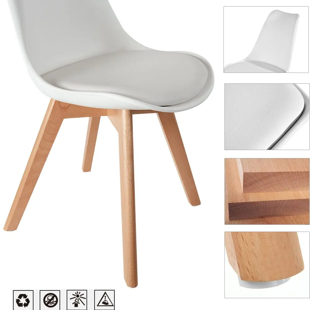 Contemporary Nordic Modern Wooden Legs Dining Plastic Chairs White