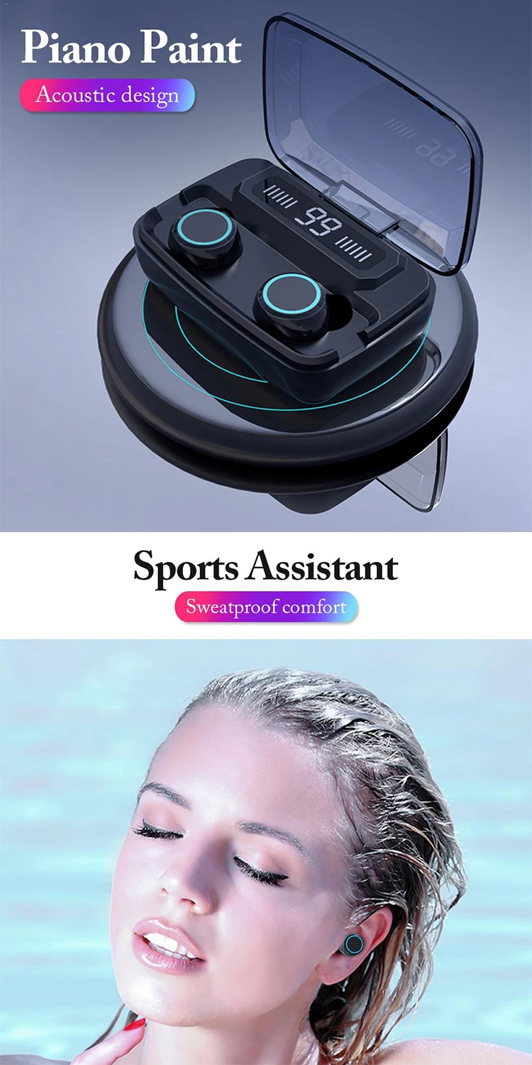 New M11 Earphone TWS 5.0 Wireless Bluetooth Headphone With 3300mAh LED Digital Charging Box Stereo Bass Sport Headset Earbuds - ANKUX.COM