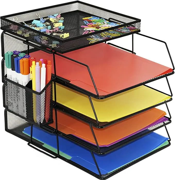 Desk Organizers Paper Letter Tray Organizer 4 Tier Office Supplies
