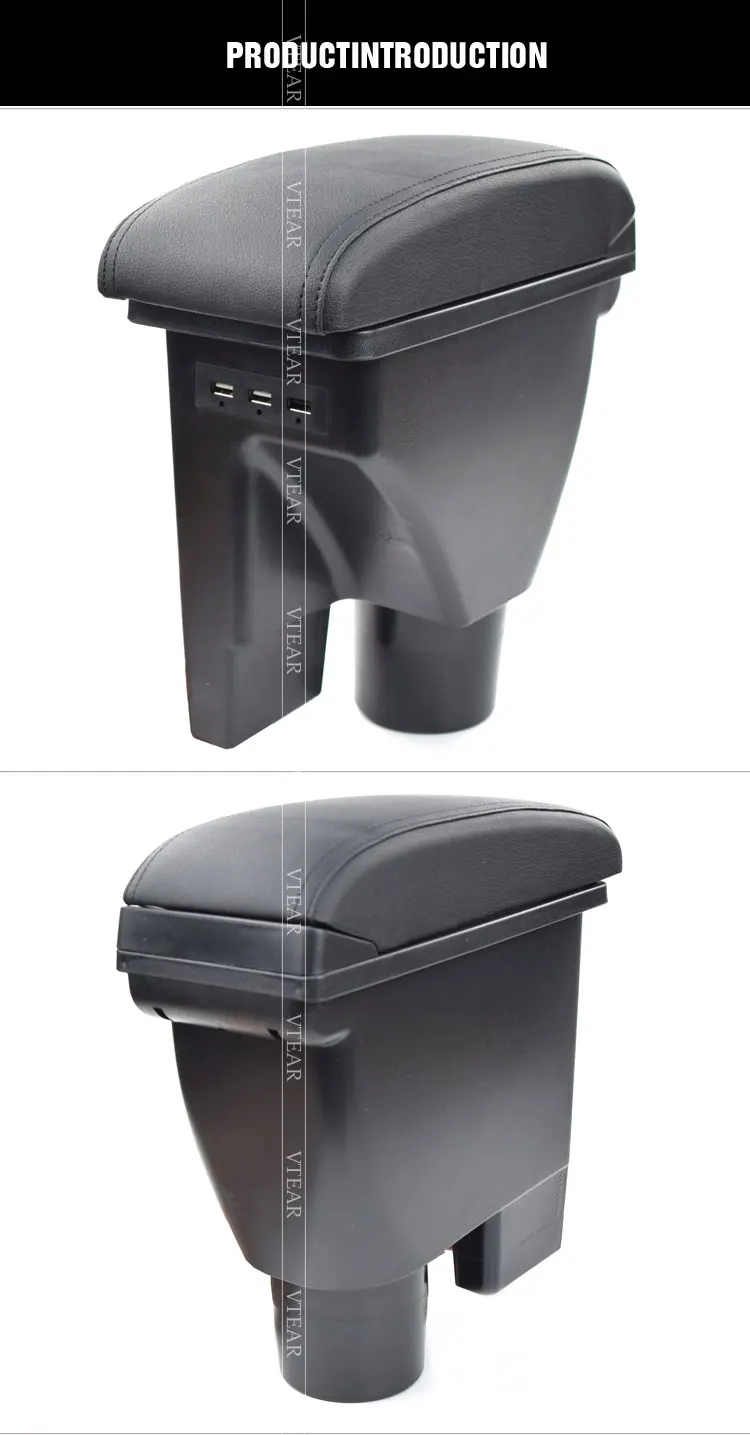 Vtear For Hyundai Getz Armrest Box Storage Box Usb Interface Red Thread