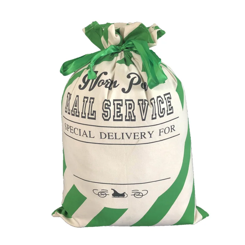 孩子大抽绳圣诞礼品袋圣诞大条纹空白圣诞老人麻袋升华散装派对装饰的