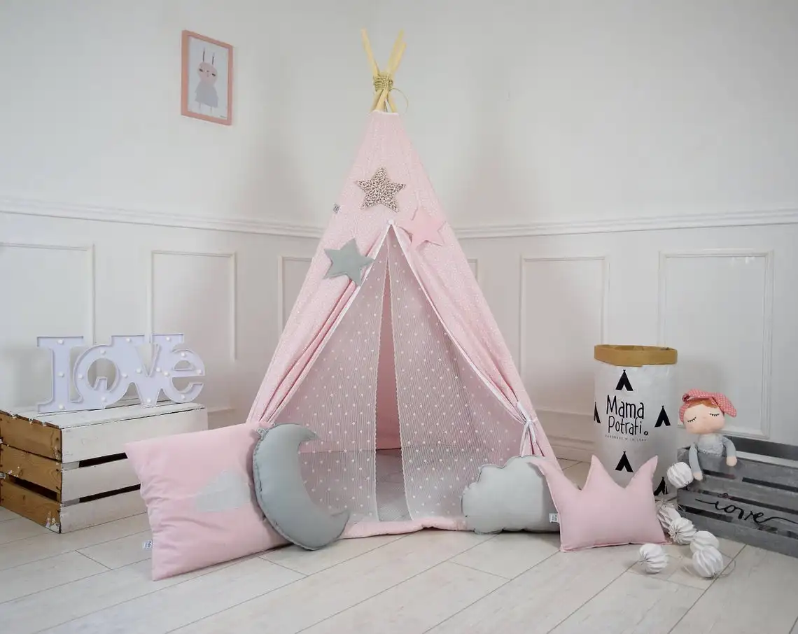Kid Event Cute Teepee Cotton Tent Lace Polyester Tepees Boys Tee Pee