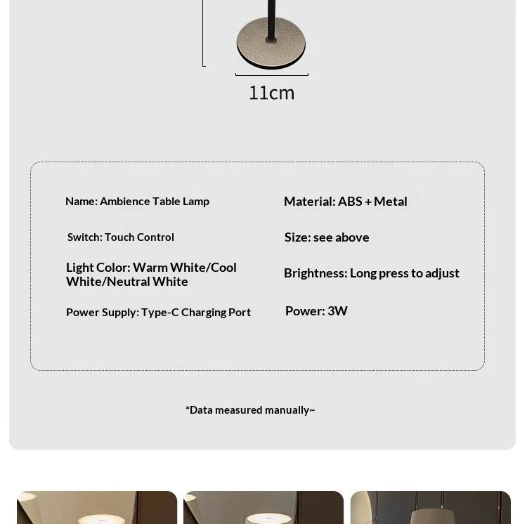 Cross-Border High-Leg ChargingABSDesk Lamp Bedroom Study Night Light Bedside Decorations Touch