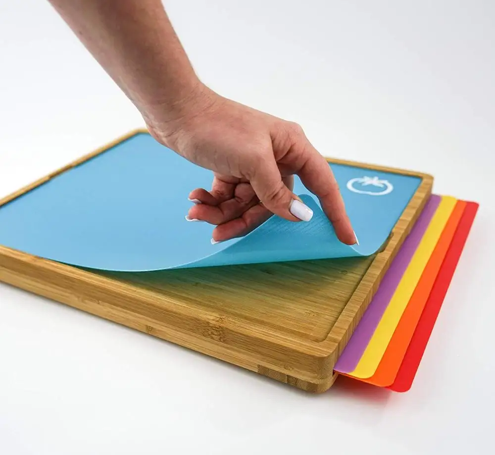 Bamboo Cutting Board With Flexible Mat Inserts - Easy To ...