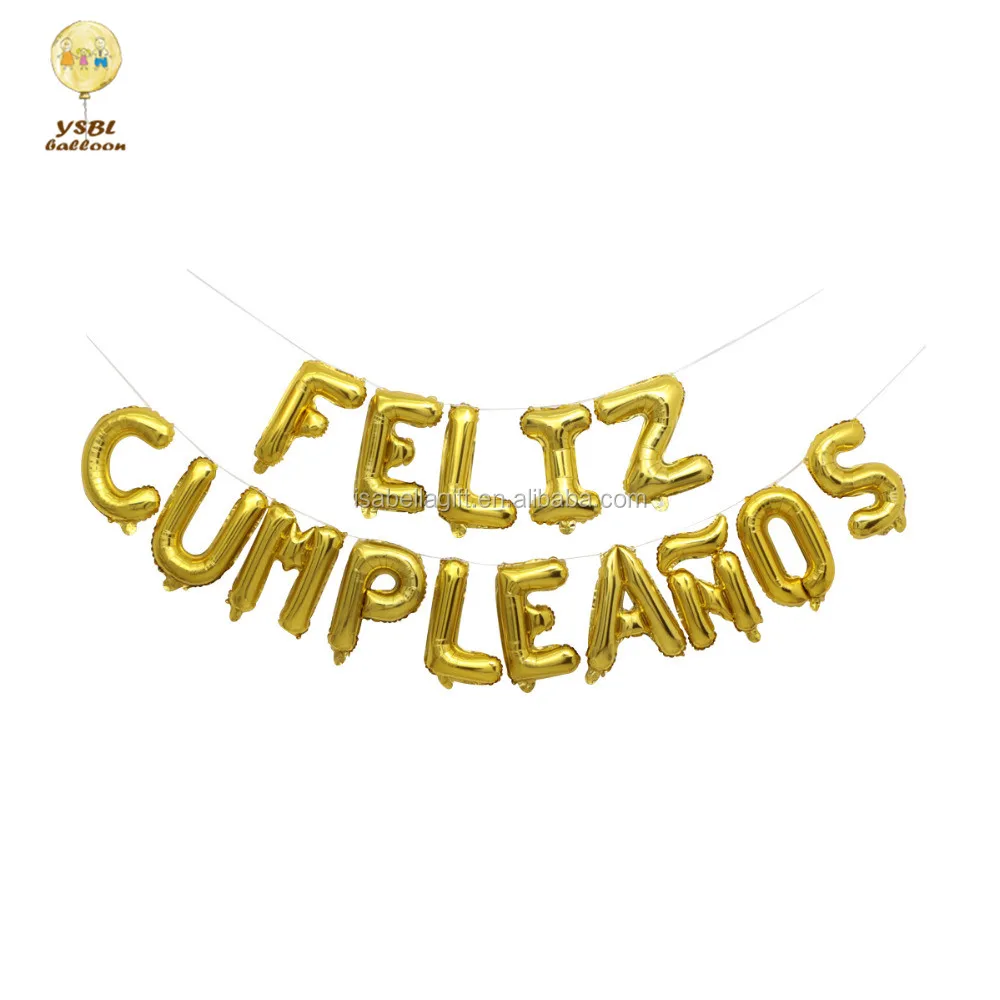 Amazon Top Selling Opblaasbare Folie Alfabet Spaans Gelukkige Verjaardag Ballon Voor Verjaardag Anniversary Thema Partij Decoratie