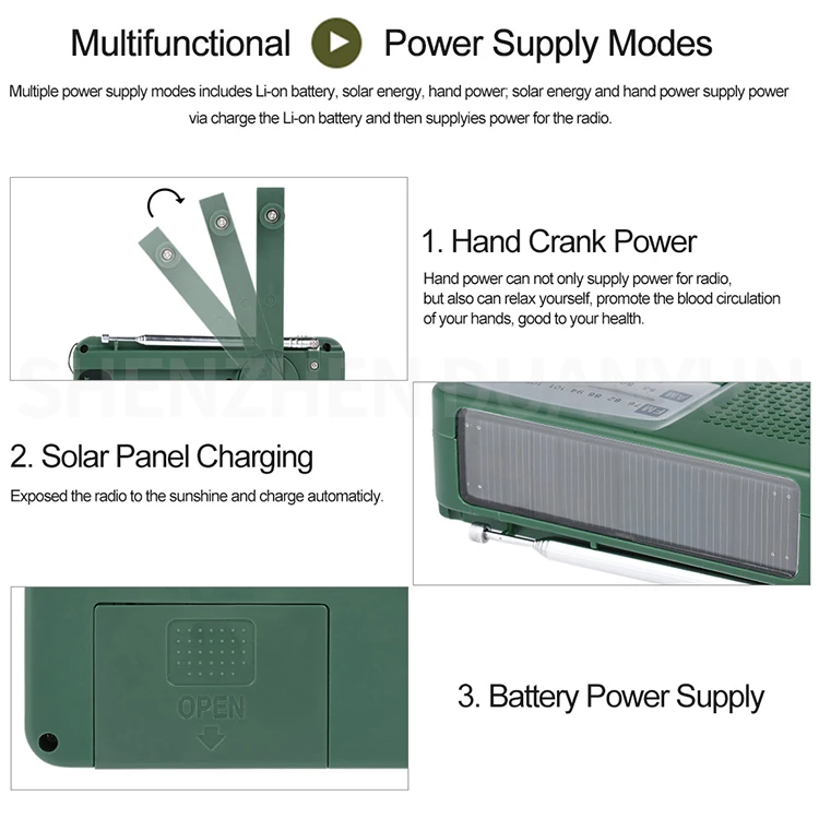 promotional outdoor led hand pressing flashlight crank dynamo solar radio with torch lighting emergency battery charger Iphone