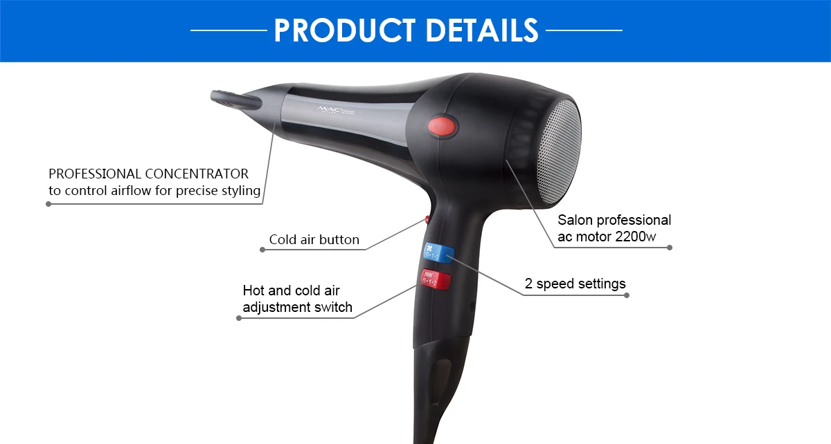Low Price And High Quality New style AC motor hair dryer Exquisite appearance hair dryer wall mounted hair dryers for salons
