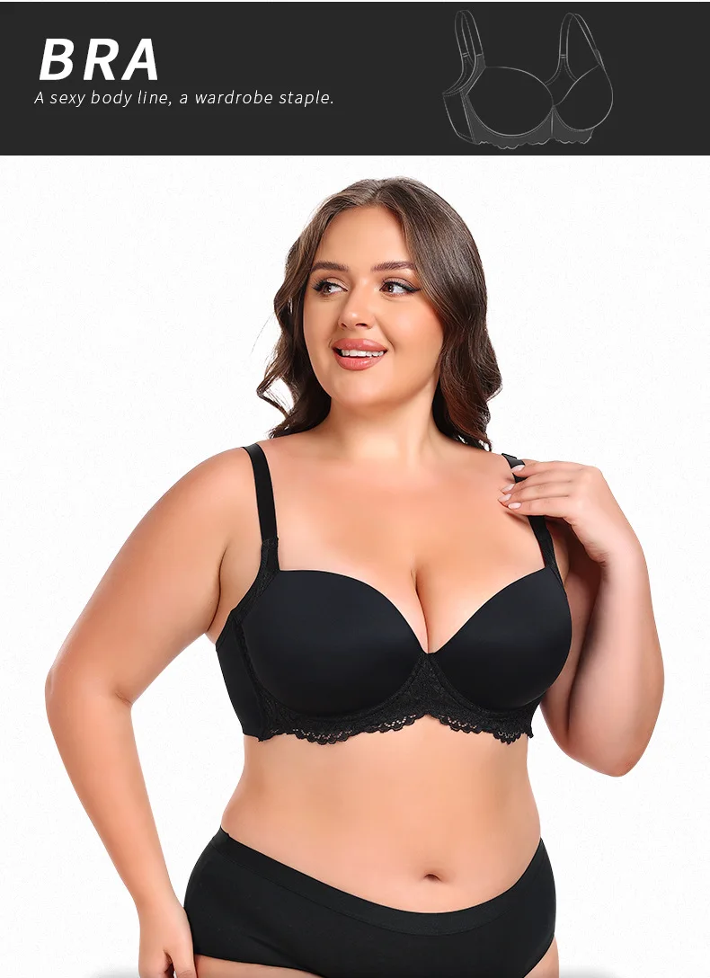 Cross-Border Large Size Bras Anti-Sagging & Breathable V2109005 Model with Steel Ring & Gathered Cups for Large Chest Wholesale