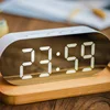 Dual LED Color Oval Mirror With Alarm Snooze And Sliding Adjustment Brightness Digital Clock
