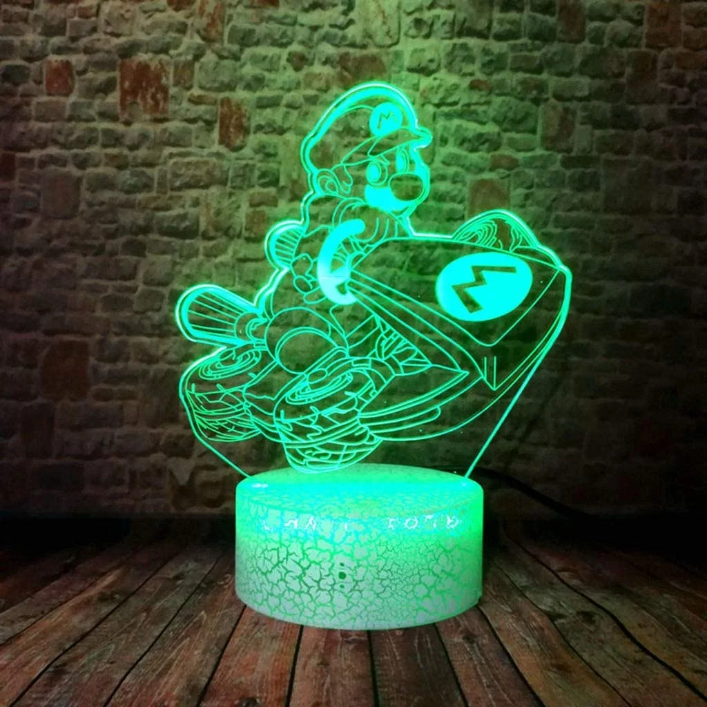 Super Mario Bros 3D Illusion LED Anime Lamp Colourful Bedroom Night Light