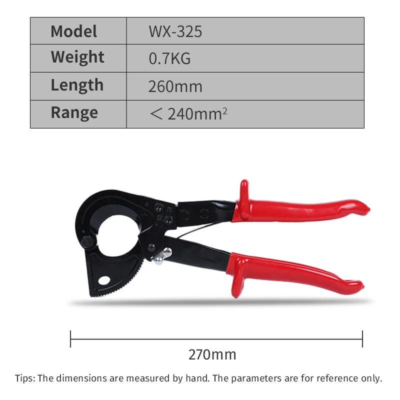 Ratchet Cable Wire Cutter Cut Up To 240mm² WX-325 