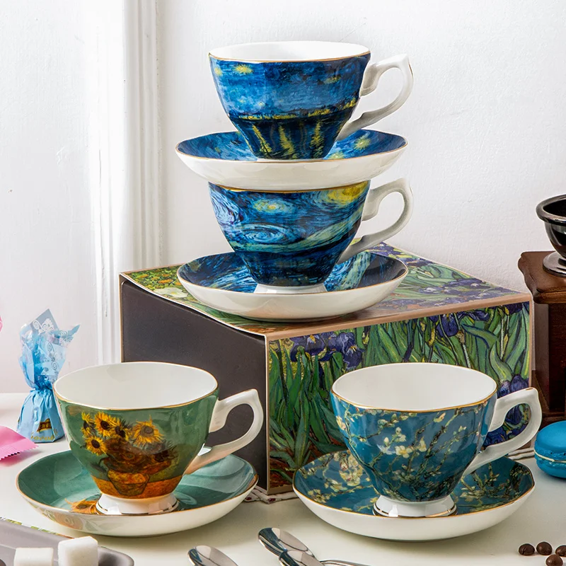 van Gogh royal tazza da 300 ml in porcellana New Bone China in confezione regalo Duo collezione ART GALLERY by V tazza da caffè e da tè tazza classica 