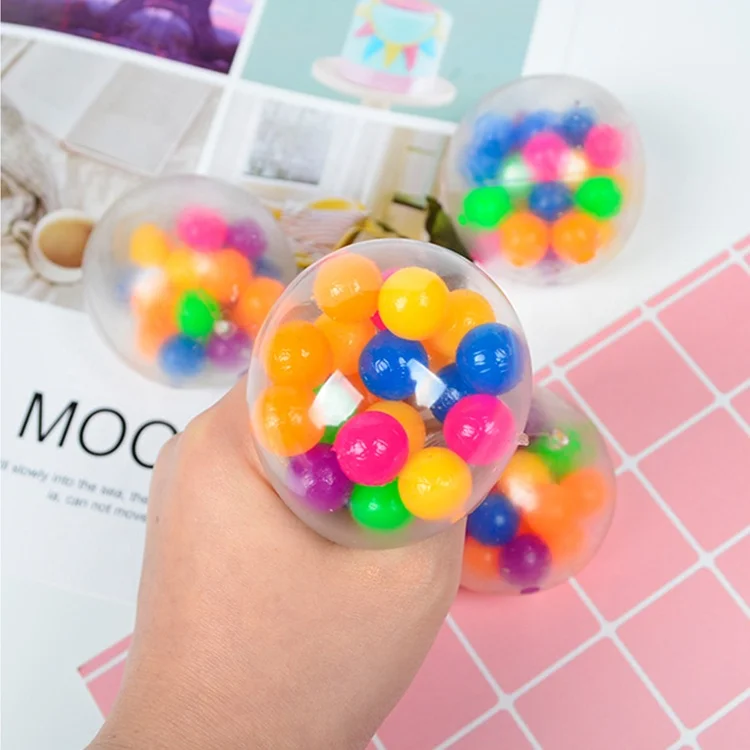 Creative Kids Rainbow Beads Hand Pinch The Grape Ball Stress Relief ...