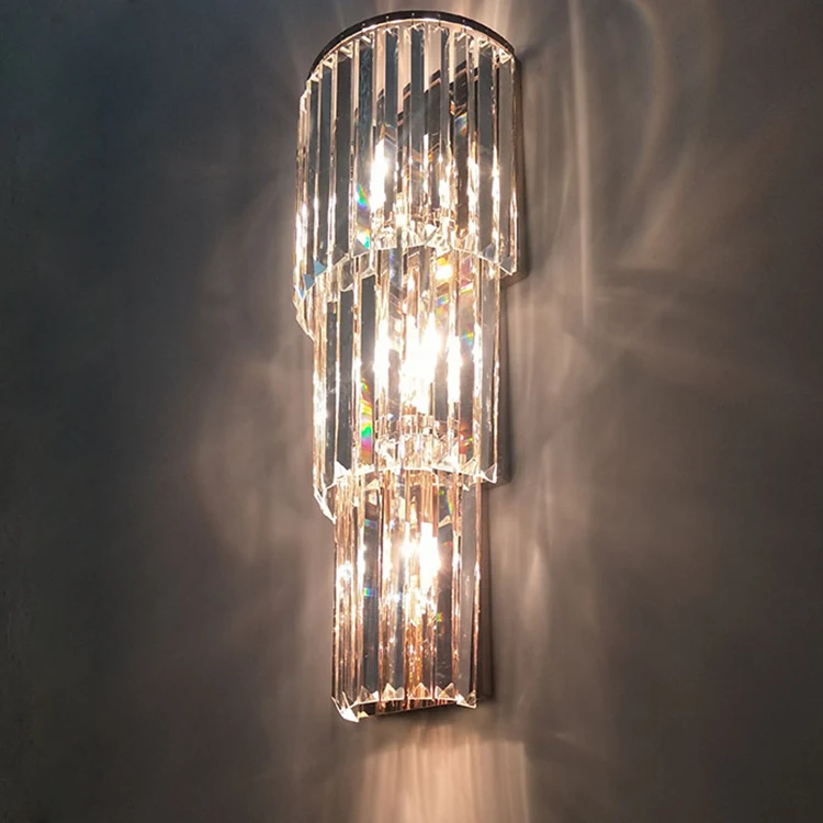 High quality factory gold crystal round square LED wall lamp