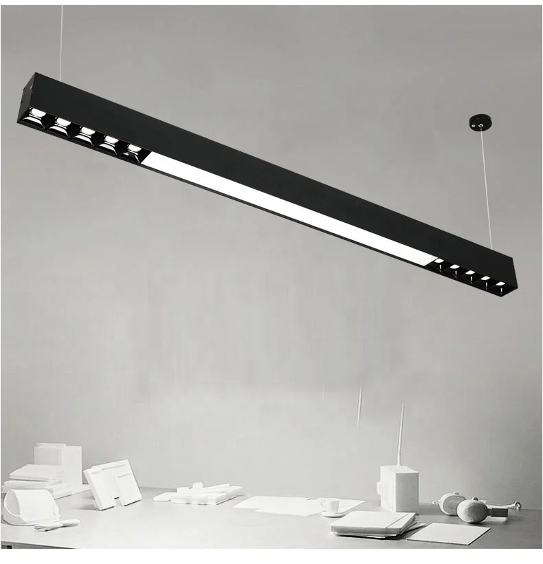 Factory price black white 30w aluminum profile dining living room nordic modern led lamp pendant grille linear light