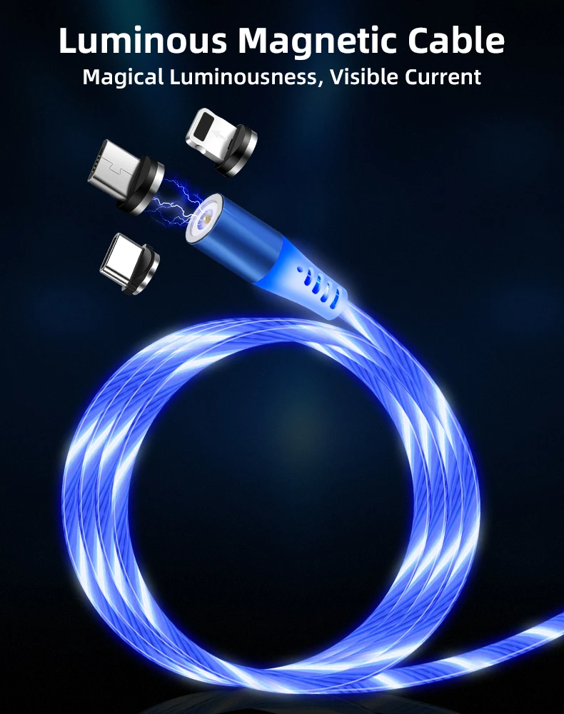 Magnetic streamer absorption USB Snap Quick Connect 3 in 1 Magnetic Charging USB Cable - ANKUX.COM