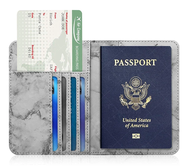 Marble Style Passport Wallet Card Holder Leather Passport Holder Custom