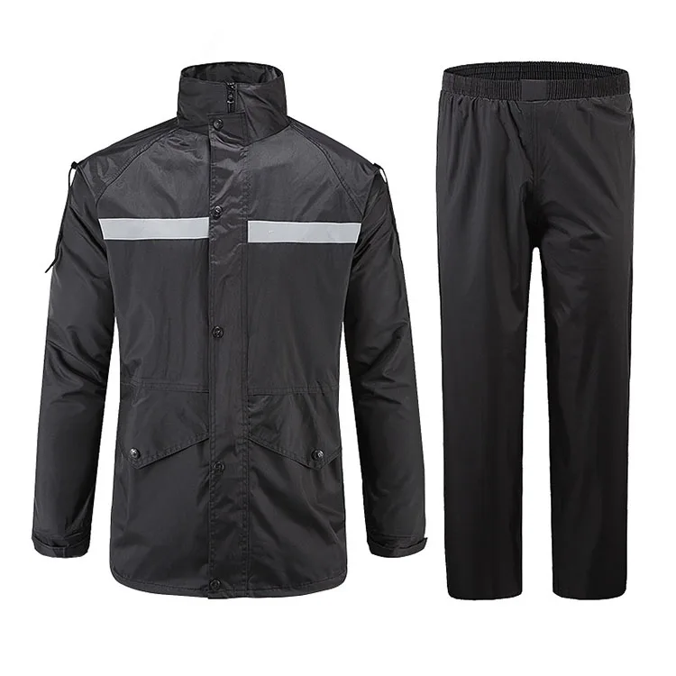 High Quality Waterproof Reflective Rain Suit Durable Black Color Rain ...