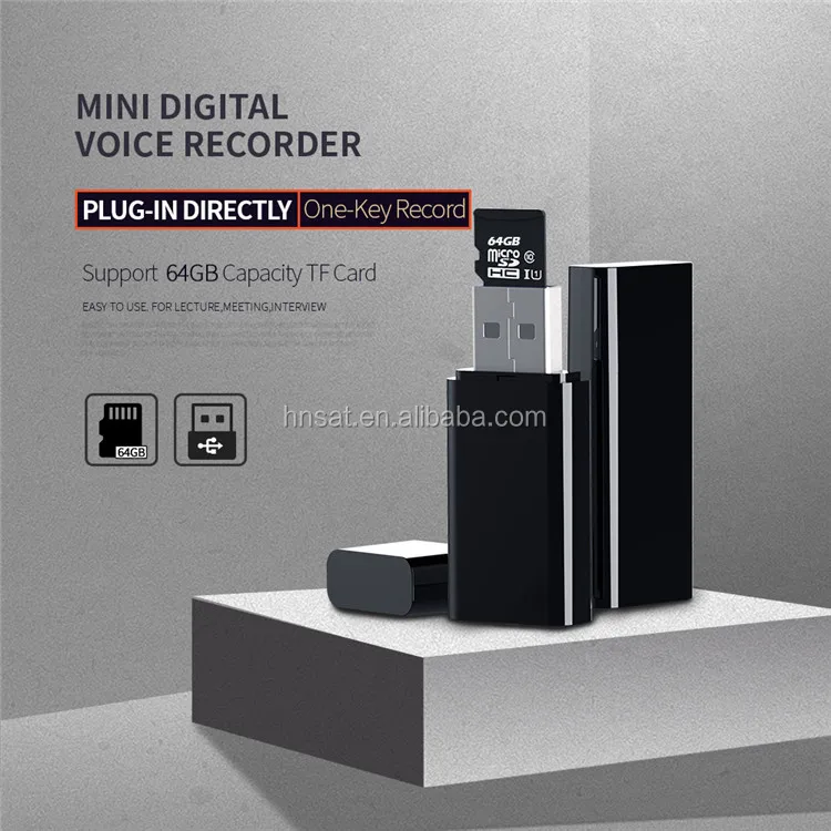 Spy voice recorder support 64GB TF card  usb disk voice recorder HNSAT UR-01