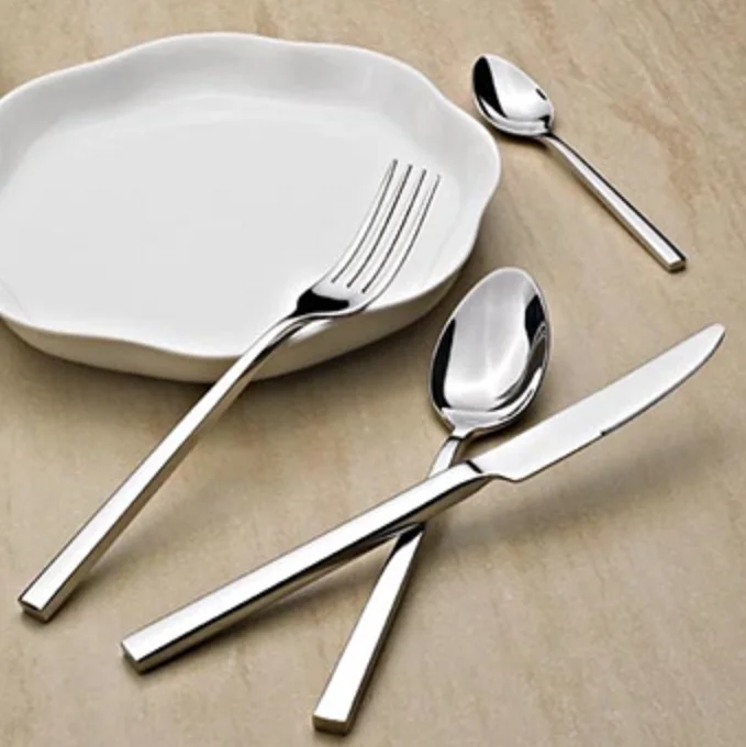 Guangzhou Restaurant Tableware Stainless Steel Silver and Gold Plated Cutlery Set