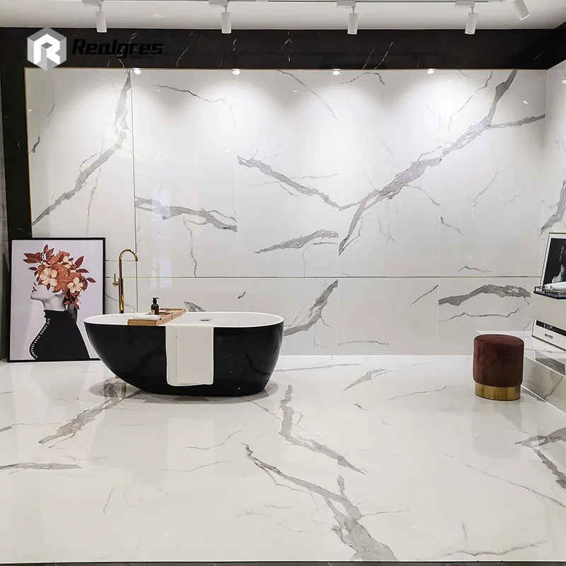 1200x2400 Extra Large Format White Polished Porcelain Slab Floor Tile