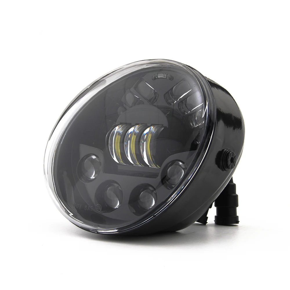 Round Black Frame High and Low Beam 7-inch Motorcycle Lighting Vrod LED Headlight