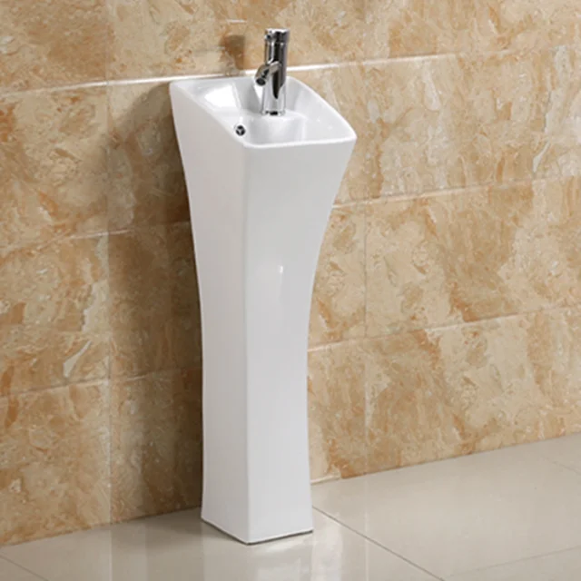 Small bathroom ceramic high quality one piece pedestal basin