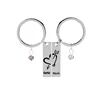 Fashion Split Matching Lover Double Key Bar Heart Arrow Pattern Crystal Beads Keychain