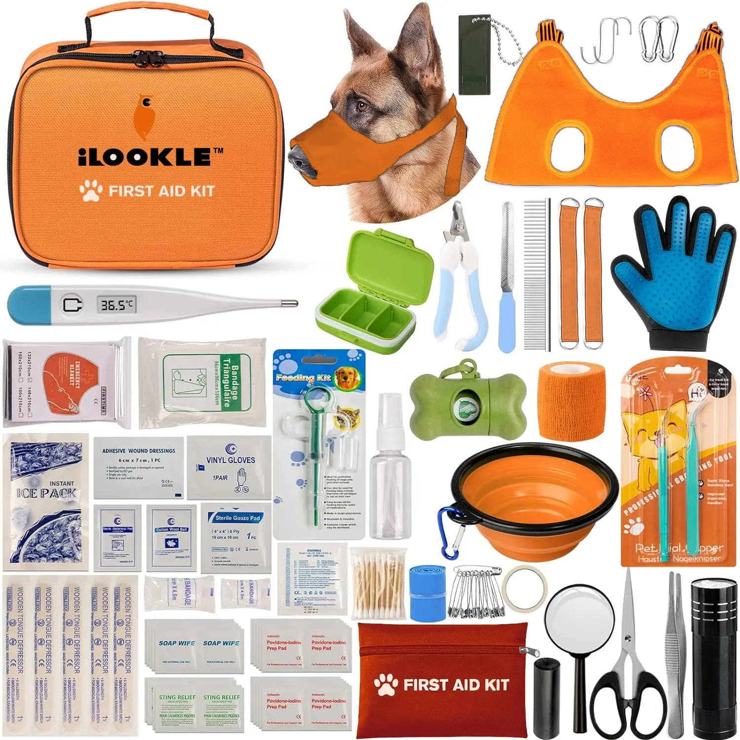 156pcs Camping Pet First Aid Kit for Dogs & Cats Emergency Kit with Nail Clipper Grooming Hammock Harness supplier