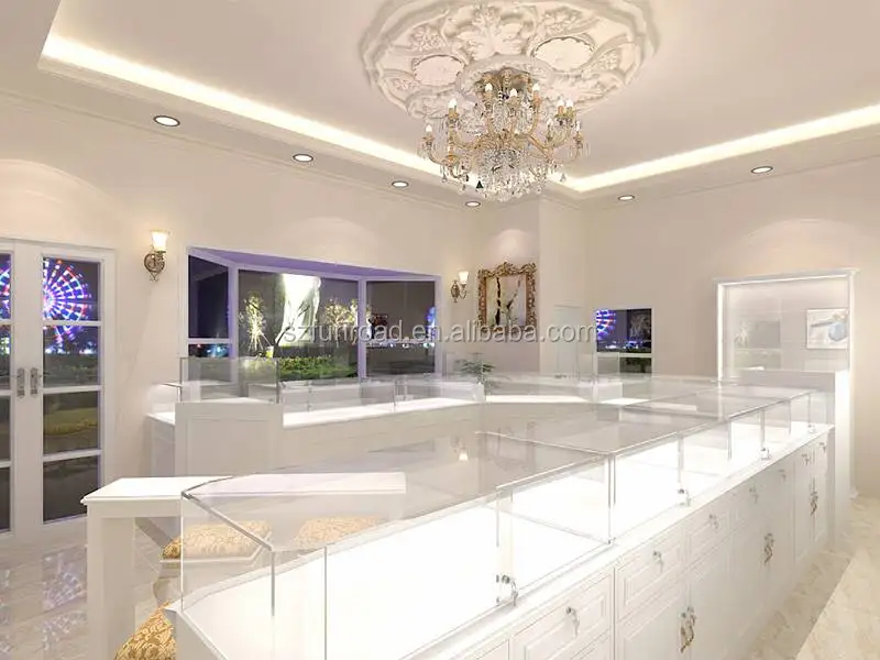 Custom design Jewelry Showcase Display Counter / jewelry shop furniture with LED Light